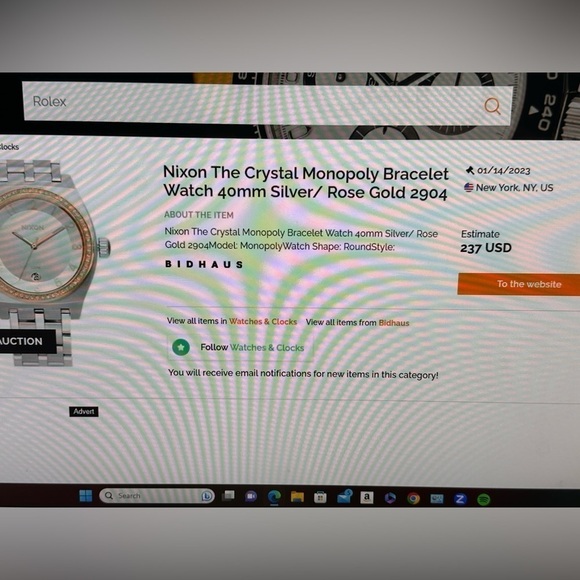 Nixon Watch The Monopoly Crystal Bezel Quartz 40mm Silver/Rose Gold 2904 - Picture 10 of 10